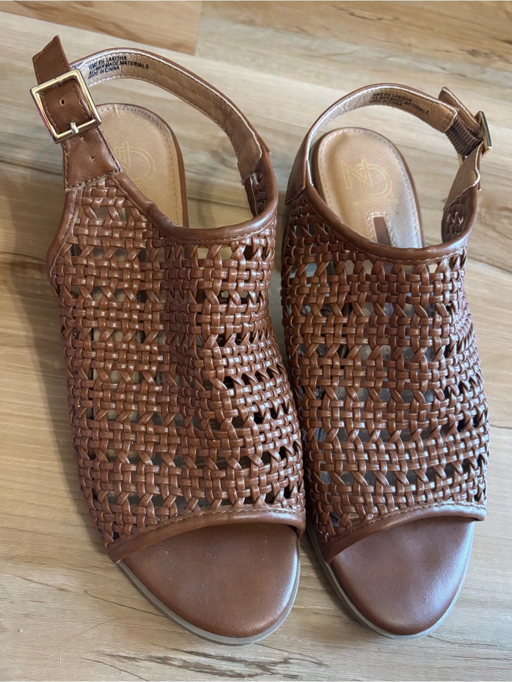 new directions Woven Slingback Sandals - Brown